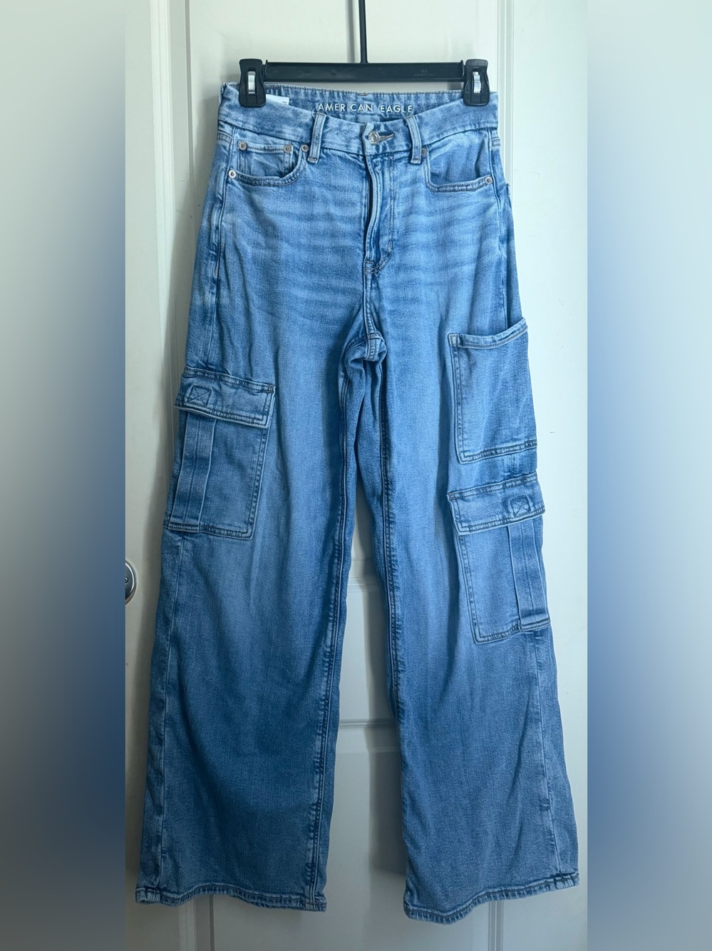 American Eagle curvy super high-rise baggy wide leg sz 2 casual school boho